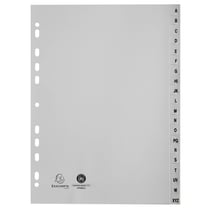 Intercalaires imprimés alphabétiques PP recyclé - AZ 20 positions - A4 - Gris - x 20 - Exacompta