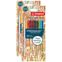 Lot 2 étuis crayons de couleur aquarellables STABILO Aquacolor Edition NatureCOLORS - Mine 2,8 mm