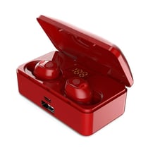 Ecouteurs Bluetooth 5.0 Sans Fil Avec Boîte De Charge Affichage Numérique Rouge YONIS