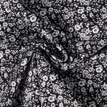 Tissu Coton imprimé Lutos Pia sur fond Noir