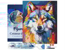 Diamond Painting Broderie Diamant Figured’Art 40x50cm toile tendue sur châssis en bois - diamants carrés - Loup Coloré Abstrait