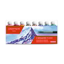 Peinture gouache - 8 tubes de 10 ml - Caran d'Ache Studio - Pinceau inclus
