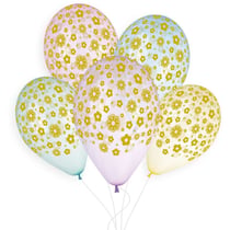 5 Ballons Or Fleurs Ø33cm