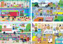 4 puzzles progressifs les pompiers - l'école - l'ambulance - a l'hôpital 20 - 40 - 60 - 80 pièces - educa 18903