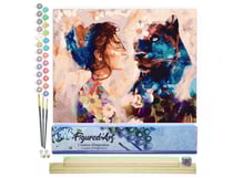Peinture par Numéro Figured'Art - Complicité Femme et Panthère noire - Kit de Loisir Créatif DIY Numéro d'Art Complet - 40x50cm toile roulée + châssis en bois à monter