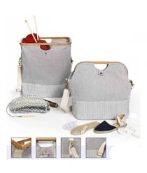 Sac à ouvrage GRIS GRAND FORMAT Canvas meets Bamboo - Prym Gris