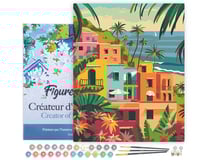 Peinture par Numéro Figured'Art avec Cadre - Ville côtière marocaine - Kit de Loisir Créatif DIY Numéro d'Art Complet - 40x50cm toile tendue sur châssis