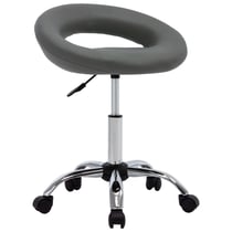 Chaise fauteuil siège de travail roulante similicuir gris 02_0024077