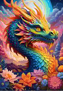 Puzzle 1000 pièces - Dragon Coloré - Alipson Puzzle