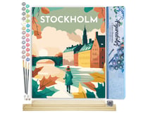 Peinture par Numéro Figured'Art - Affiche Vintage Stockholm - Kit de Loisir Créatif DIY Numéro d'Art Complet - 40x50cm toile roulée + châssis en bois à monter