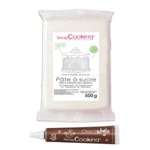 Pâte à sucre blanche 500 g + 1 Stylo chocolat