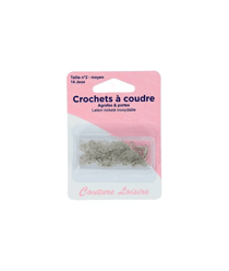 Crochets à coudre nickelées avec brides X14 taille 2 001 Argent