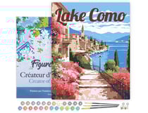 Peinture par Numéro Figured'Art avec Cadre - Affiche de voyage lac de Côme en fleurs - Kit de Loisir Créatif DIY Numéro d'Art Complet - 40x50cm toile tendue sur châssis