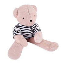Ours en peluche Bulle rose avec marinière 80 cm - Maïlou Tradition