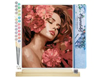Peinture par Numéro Figured'Art - La Belle endormie aux camélias - Kit de Loisir Créatif DIY Numéro d'Art Complet - 40x50cm toile roulée + châssis en bois à monter
