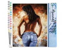 Peinture par Numéro Figured'Art - En Jeans de Dos - Kit de Loisir Créatif DIY Numéro d'Art Complet - 40x50cm sans châssis en bois