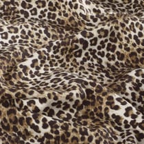 Tissu Sweat léger French Terry Alya extensible léopard Brun et Noir sur fond Beige sable