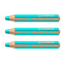 Lot 3 crayons de couleur STABILO Woody 3 en 1 - Cyan - Extra large
