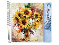 Peinture par Numéro Figured'Art - Jolis Tournesols - Kit de Loisir Créatif DIY Numéro d'Art Complet - 40x50cm sans châssis en bois