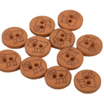 Bouton 2 trous mouton 15mm orange rouille