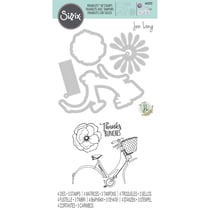 Gabarit de découpe pour machine Sizzix - Lot de 4 matrices Framelits avec tampons Thankful Bicycle