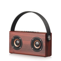 Haut Parleur Bluetooth Enceinte Stéréo 2 X 5 W Radio Fm Kit Mains Libres Bois YONIS