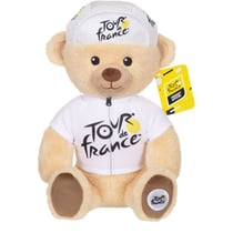 Peluche - Peluche Officielle Ours Tour de France "Maillot et Casquette Meilleur Jeune Vainqueur blanc" – 24 cm