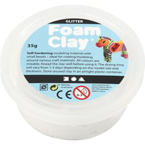 Pâte à modeler autodurcissante Foam Clay Glitter - 35 g - Blanc pailleté