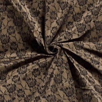 Tissu Jersey Milano Lace Fleuris sur fond Camel