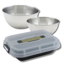 Set pâtisserie moule à gâteaux 34 x 24 cm avec couvercle, 2 bols à mixer et 1 spatule Zenker