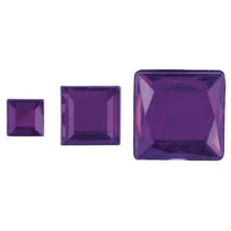 Carrées strass acryliques, lilas foncé, 6,10,14mm, 310 pces
