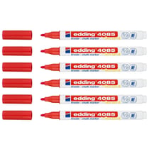 Lot de 6 marqueurs craie liquide - EDDING - Pointe ronde 1-2 mm - Rouge