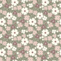 Tissu Popeline de Coton Petites fleurs sur fond Vert amande