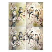 1 feuille de papier de riz 21 x 29,7 cm AB Studio OISEAU SUR BRANCHE 1583
