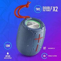 Ngs Roller Nitro 1 - Enceinte sans fil Bluetooth, IPX5 : Resiste aux eclaboussures + autonomie 8 h + fonction radio - Bleu