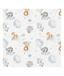 Tissu coton enfant numérique animaux dormeurs de 150 cm de largeur 0001 Blanc vendu par 50 cm
