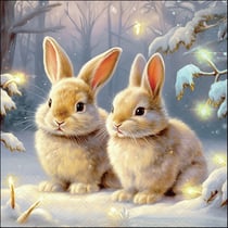 Lot de 4 serviettes en papier découpage collage 33 cm LAPIN HIVER A 100
