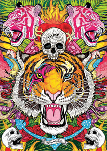 Puzzle rugissement du tigres avec tete de mort 1000 pieces - collection animaux sauvages - educa - 19017