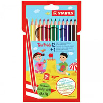 STABILO Crayon de couleur triangulaire épais TRIO, étui  de 12+1