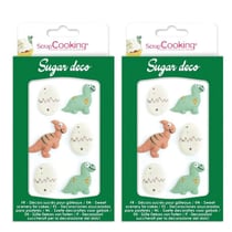 12 décors sucrés dinosaure - vert, blanc et marron