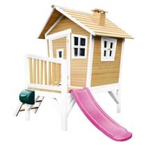AXI Cabane enfant ROBIN Brun Blanc avec toboggan Violet - Axi House