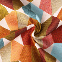 Tissu Jacquard Mustang motif géométrique Rose sur fond Vert kaki