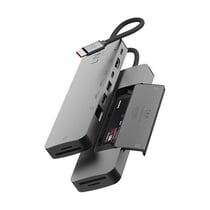 LinQ Hub USB-C 10Gbps Multiport 9-en-1 avec HDMI / Ethernet / SSD / Cartes SD Argent