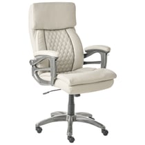 Fauteuil de Bureau Beige en Similicuir Siège Inclinable Réglable en Hauteur Rembourrage Epais Pivotant
