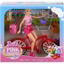 Coffret barbie bicyclette vélo glamour et poupée mannequin + 10 accessoires - mattel - hwj00