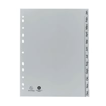 Intercalaires imprimés mensuels PP recyclé gris - Januar-Dezember(allemand) - 12 positions - A4 - Gris - x 25 - Exacompta