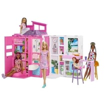 -Maison de vacances-Coffret et poupée, 4 zones et 11 accessoires HRJ77