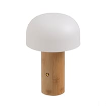Lampe LED champignon en bambou naturel
