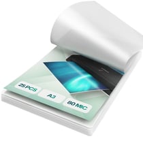 25 Pochettes de plastification A3 - 80 mic, 25 Feuilles de plastification Standard- Brillantes, Qualité- Coins arrondis- ACROPAQ