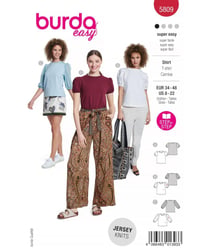 Patron Burda Easy n°5809 – T-shirt Femme Tailles 34-48 Super Facile taille n°FR 34-48